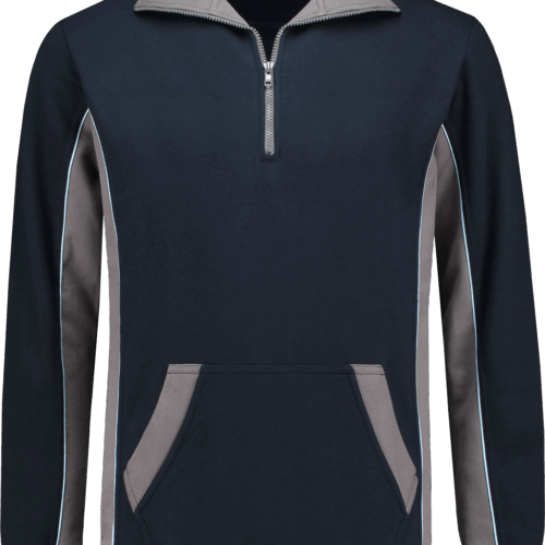 2702 Zipper Sweater Navy / Grijs XS